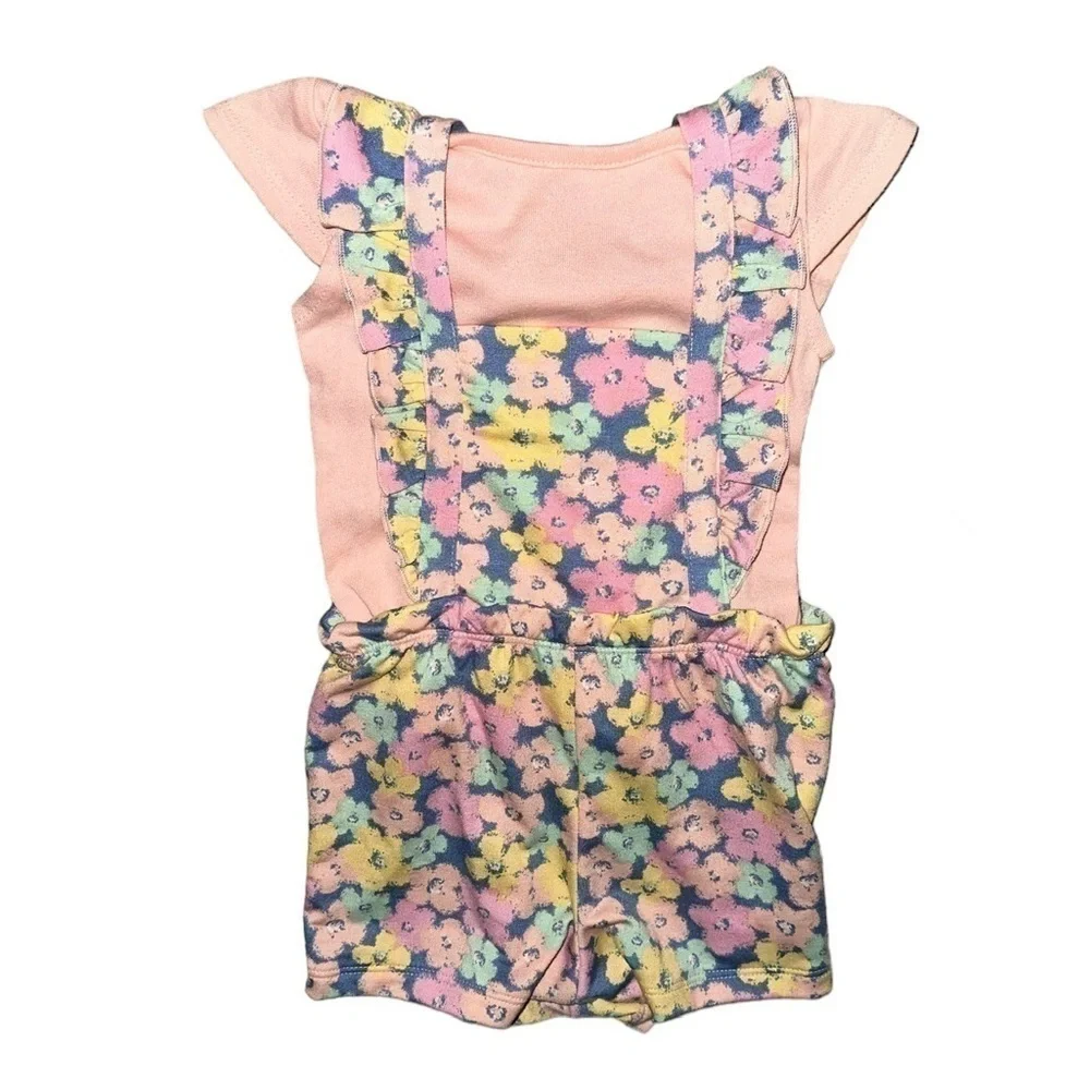 Wonder Nation Girls 12 Months Floral Jumpsuit With Bow Set New With Tags